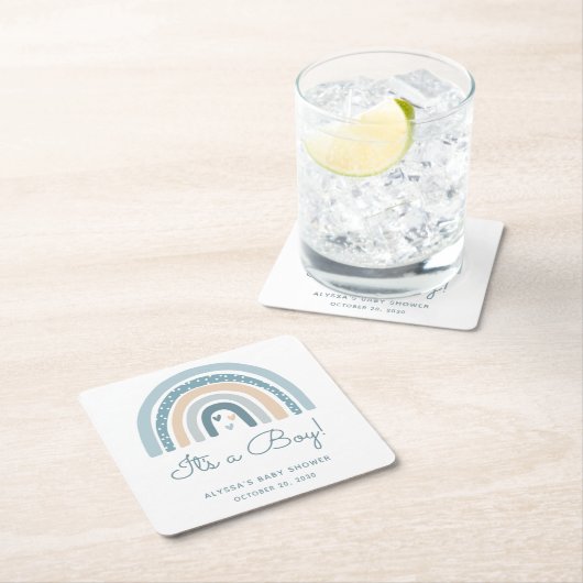 Het is een Boy Boho Rainbow Baby shower Kartonnen Onderzetters (Insitu)