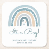 Het is een Boy Boho Rainbow Baby shower Kartonnen Onderzetters (Voorkant)