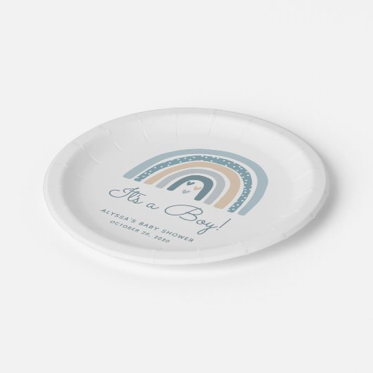 Het is een Boy Boho Rainbow Baby shower Papieren Bordje (Gekanteld)