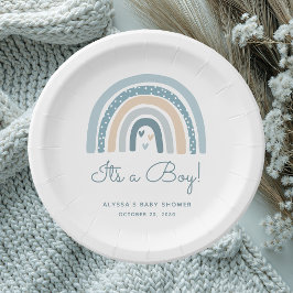 Het is een Boy Boho Rainbow Baby shower Papieren Bordje