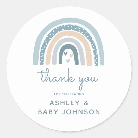 Het is een Boy Boho Rainbow Baby shower Ronde Sticker (Voorkant)