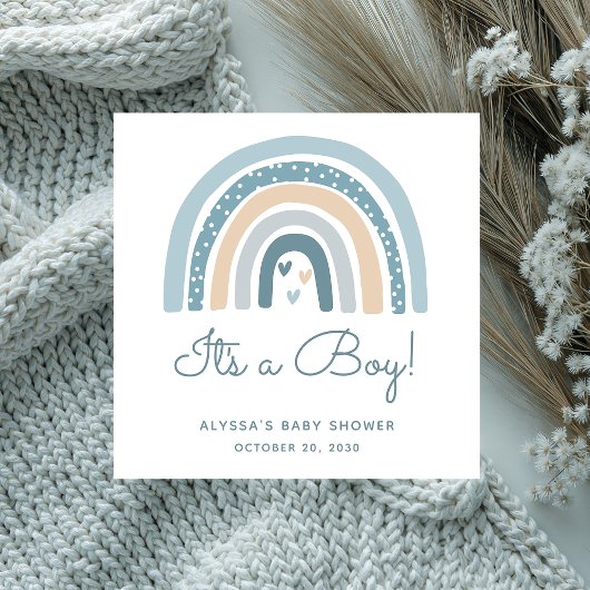 Het is een Boy Boho Rainbow Baby shower Servet