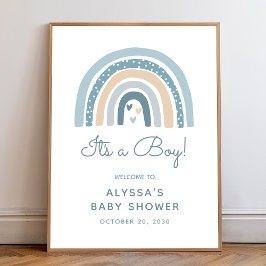 Het is een Boy Boho Rainbow Baby shower welkomstbo Poster
