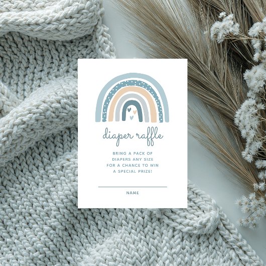 Het is een Boy Boho Rainbow Diaper Raffle Informatiekaartje