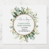 Het is een Boy / Botanical Greenery Gold Baby show Sparkling Wijnetiket (Enkel label)