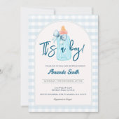 Het is een Boy Bottles Baby shower Invitation Kaart (Voorkant)
