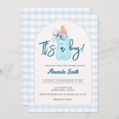 Het is een Boy Bottles Baby shower Invitation Kaart (Voorkant / Achterkant)