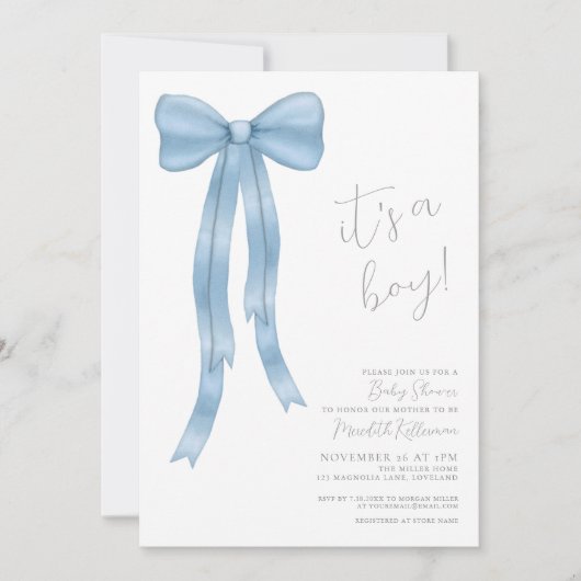 Het is een Boy Bow Baby shower Kaart (Voorkant)