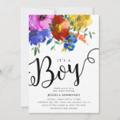 Het is een Boy Bright & Bold Florals Baby shower Kaart (Voorkant)