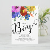 Het is een Boy Bright & Bold Florals Baby shower Kaart (Staand voorkant)