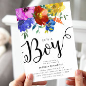 Het is een Boy Bright & Bold Florals Baby shower Kaart