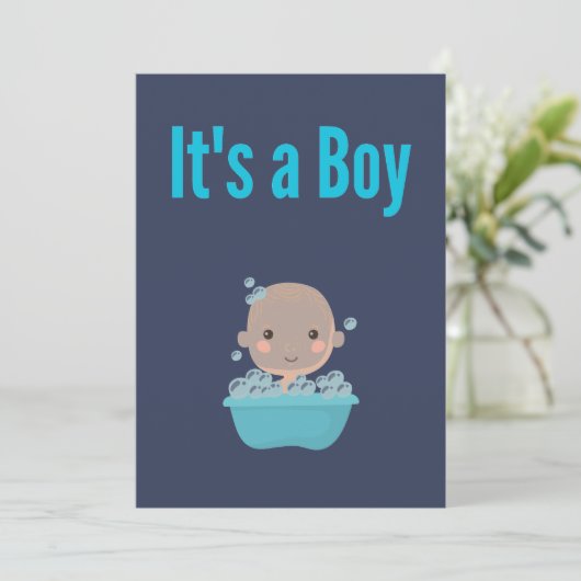 Het is een Boy - Bubble bad Kaart (Staand voorkant)