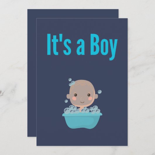 Het is een Boy - Bubble bad Kaart (Voorkant / Achterkant)