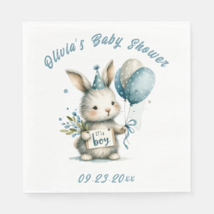 Het is een Boy Bunny Blue Animal Theme Baby shower Servet