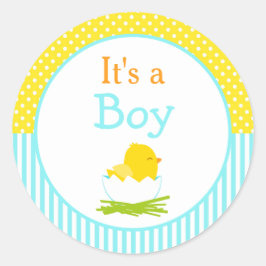 Het is een Boy Chick Baby shower Ronde Sticker