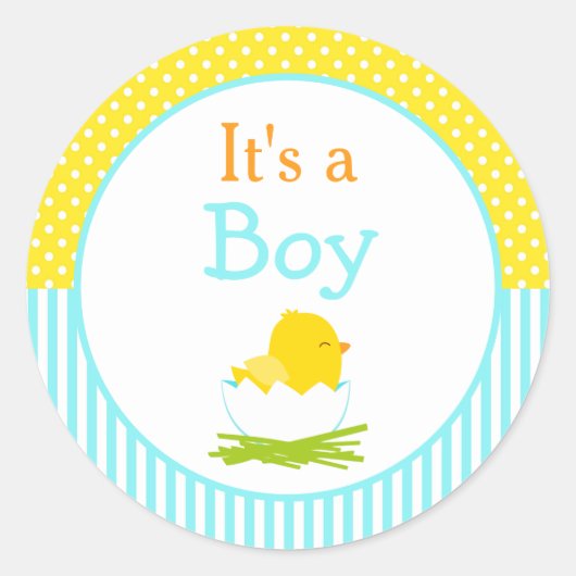 Het is een Boy Chick Baby shower Ronde Sticker (Voorkant)