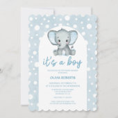 Het is een Boy Cute Blue Elephant Baby shower Kaart (Voorkant)