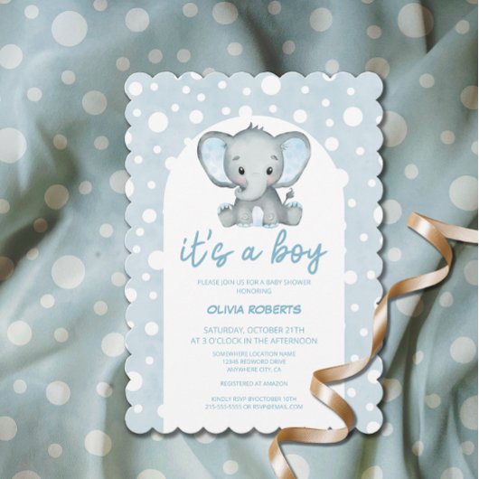 Het is een Boy Cute Blue Elephant Baby shower Kaart