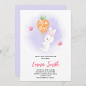 Het is een Boy Cute Bunny Baby shower Uitnodiging (Voorkant / Achterkant)