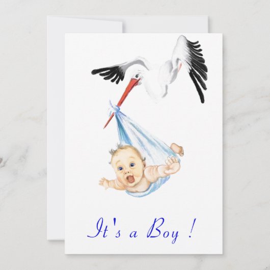 Het is een Boy Cute Stork Baby Boy Shower Uitnodig (Achterkant)