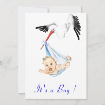 Het is een Boy Cute Stork Baby Boy Shower Uitnodig