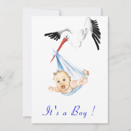 Het is een Boy Cute Stork Baby Boy Shower Uitnodig