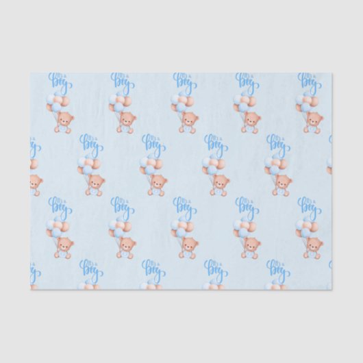 Het is een Boy Cute Teddy Bear Speelgoed met ballo Tissuepapier (Voorkant)