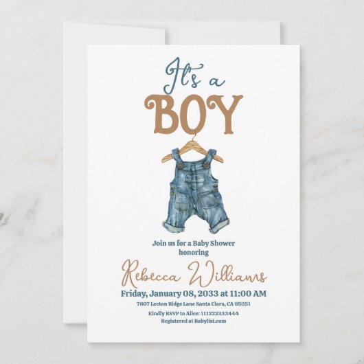 Het is een Boy Denim Blue Jean Baby shower Kaart (Voorkant)
