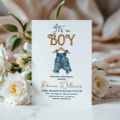 Het is een Boy Denim Blue Jean Baby shower Kaart