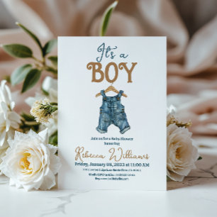 Het is een Boy Denim Blue Jean Baby shower Kaart