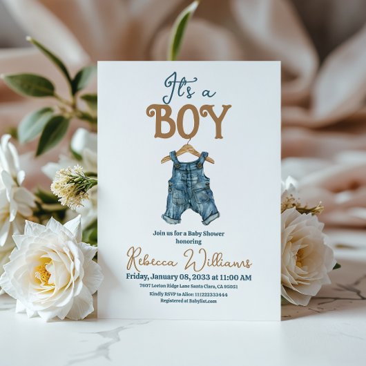 Het is een Boy Denim Blue Jean Baby shower Kaart