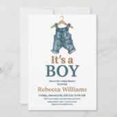 Het is een Boy Denim Bodysuit Blue Jean Baby showe Kaart (Voorkant)