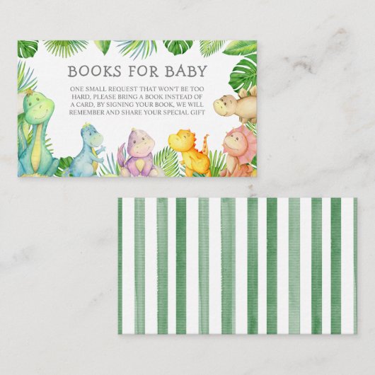 Het is een Boy Dinosaur Baby shower Boek Aanvraag Plaatskaartje (Voorkant / Achterkant)