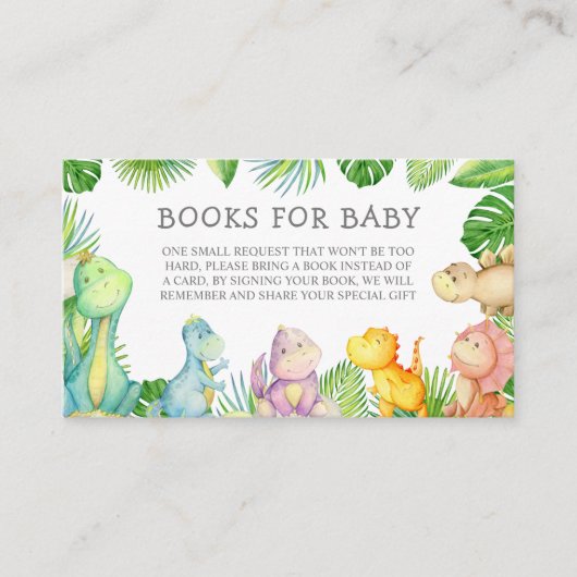 Het is een Boy Dinosaur Baby shower Boek Aanvraag Plaatskaartje (Voorkant)