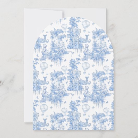 Het is een Boy Elegant Blue Toile Safari Baby show Kaart (Achterkant)