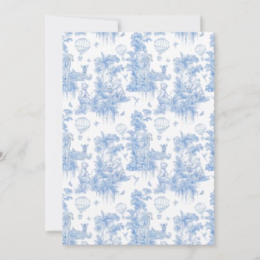 Het is een Boy Elegant Blue Toile Safari Baby show Kaart (Achterkant)
