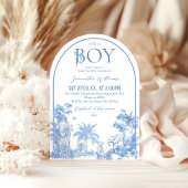 Het is een Boy Elegant Blue Toile Safari Baby show Kaart