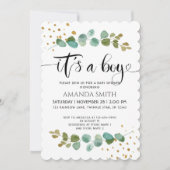Het is een Boy Elegant Boy Eucalyptus Baby shower Kaart (Voorkant)
