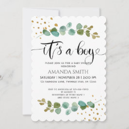 Het is een Boy Elegant Boy Eucalyptus Baby shower Kaart