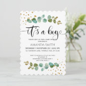 Het is een Boy Elegant Boy Eucalyptus Baby shower Kaart (Staand voorkant)