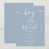 Het is een Boy Elegant Dusty Blue Boy Baby shower Kaart (Voorkant / Achterkant)
