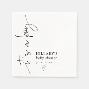 Het is een Boy Elegant Kalligrafie Baby shower Servet