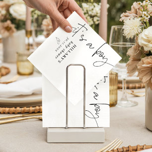 Het is een Boy Elegant Kalligrafie Baby shower Servet