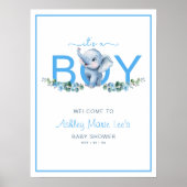 Het is een Boy Elephant Baby shower Welcome Poster (Voorkant)