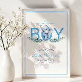 Het is een Boy Elephant Baby shower Welcome Poster