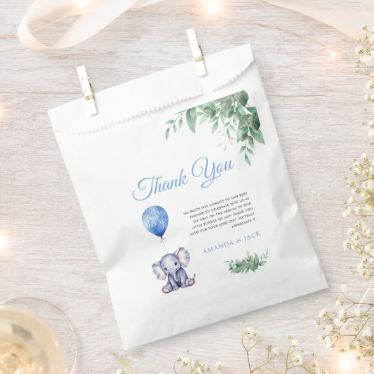 Het is een Boy Elephant Balloon Blue Baby shower Bedankzakje (Geknipt)
