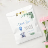 Het is een Boy Elephant Balloon Blue Baby shower Bedankzakje (Gezegeld)