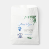 Het is een Boy Elephant Balloon Blue Baby shower Bedankzakje (Voorkant)