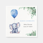 Het is een Boy Elephant Balloon Blue Baby shower Servet (Voorkant)