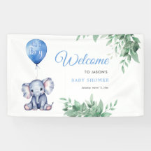 Het is een Boy Elephant Balloon Blue Baby shower